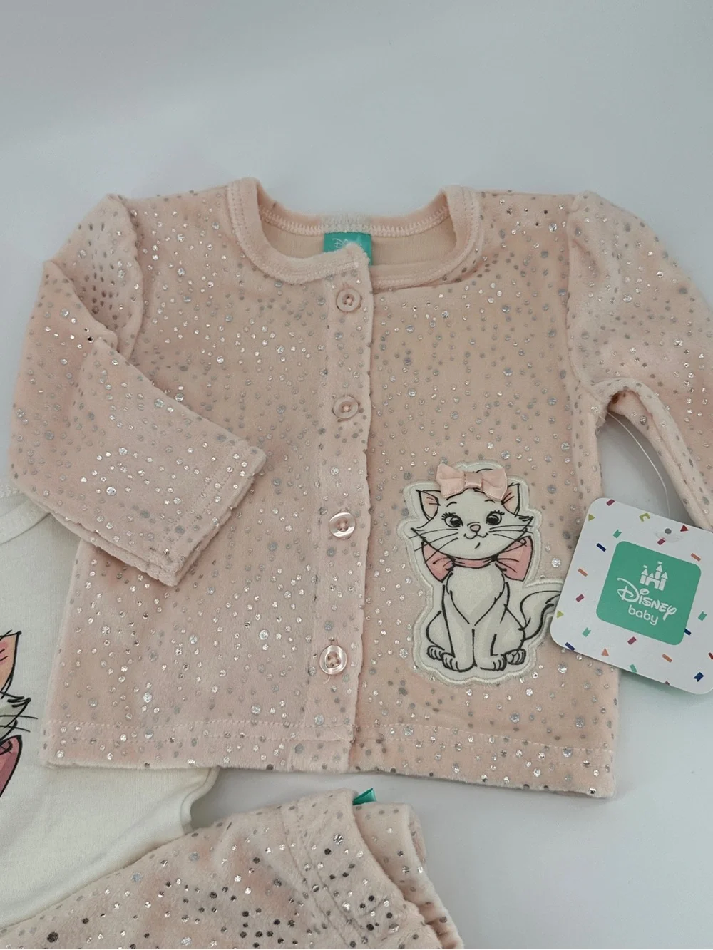 Disney Baby Marie Cat Aristocats 4 pc set 3/6 Months Pink Sparkle Hat Clothes
